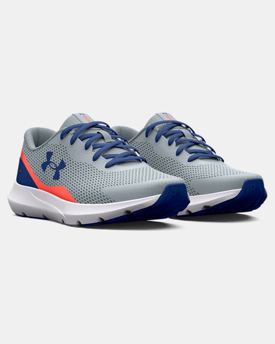 Boys' Grade School UA Surge 3 Running Shoes in Blue image number 3